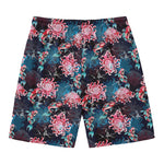Japanese Koi And Chrysanthemums Print Men's Swim Trunks