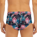 Japanese Koi And Chrysanthemums Print Men's Triangle Swim Briefs