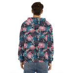 Japanese Koi And Chrysanthemums Print Men's Velvet Pullover Hoodie