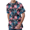 Japanese Koi And Chrysanthemums Print Men's Velvet T-Shirt