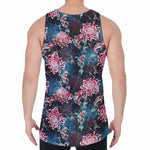 Japanese Koi And Chrysanthemums Print Men's Velvet Tank Top