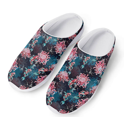 Japanese Koi And Chrysanthemums Print Mesh Casual Shoes