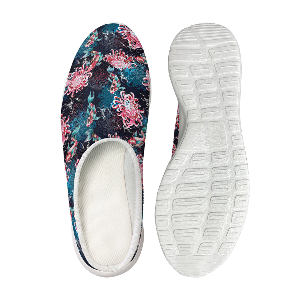 Japanese Koi And Chrysanthemums Print Mesh Casual Shoes