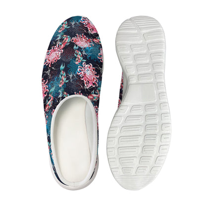 Japanese Koi And Chrysanthemums Print Mesh Casual Shoes