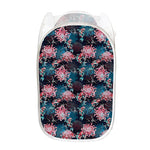 Japanese Koi And Chrysanthemums Print Mesh Laundry Hamper