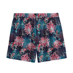 Japanese Koi And Chrysanthemums Print Mesh Shorts