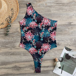 Japanese Koi And Chrysanthemums Print One Shoulder Bodysuit