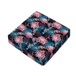 Japanese Koi And Chrysanthemums Print Outdoor Seat Cushion Cover