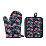 Japanese Koi And Chrysanthemums Print Oven Mitt And Pot Holder Set