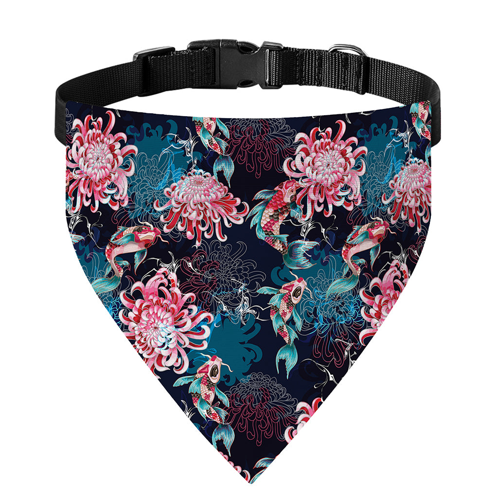 Japanese Koi And Chrysanthemums Print Over The Collar Dog Bandana