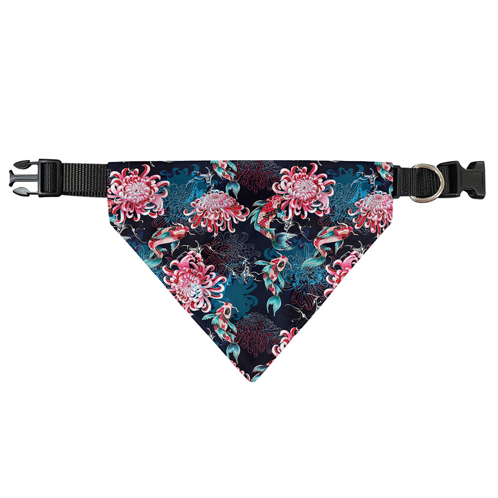 Japanese Koi And Chrysanthemums Print Over The Collar Dog Bandana
