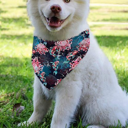 Japanese Koi And Chrysanthemums Print Over The Collar Dog Bandana