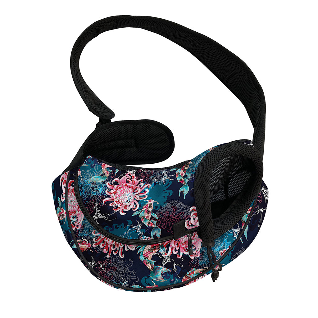 Japanese Koi And Chrysanthemums Print Pet Sling Carrier