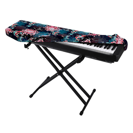 Japanese Koi And Chrysanthemums Print Piano Keyboard Cover