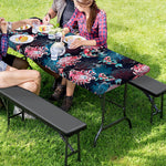 Japanese Koi And Chrysanthemums Print Picnic Table Cover