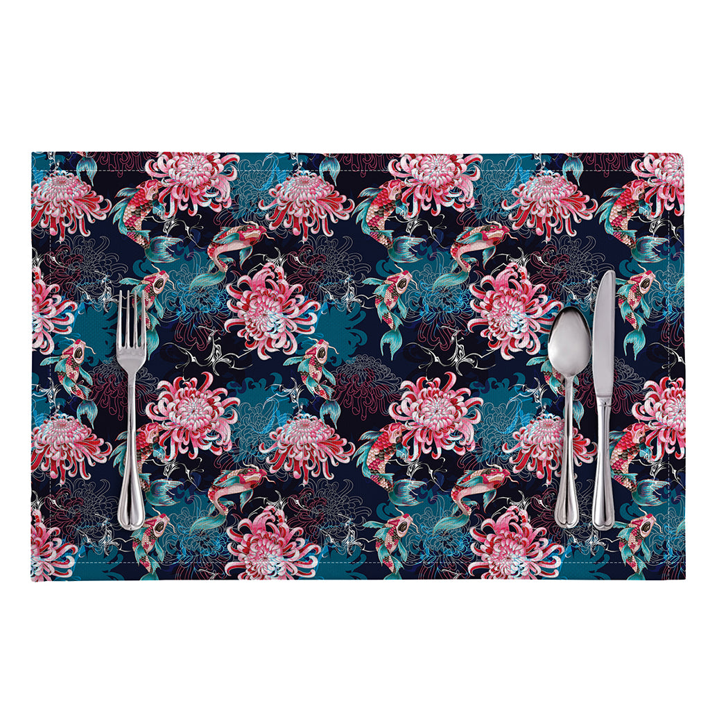 Japanese Koi And Chrysanthemums Print Placemat