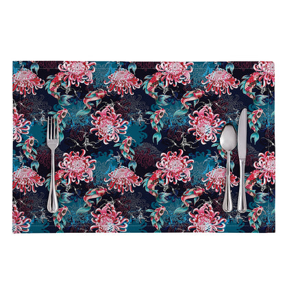Japanese Koi And Chrysanthemums Print Placemat