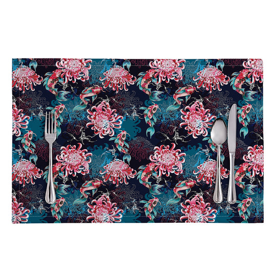 Japanese Koi And Chrysanthemums Print Placemat