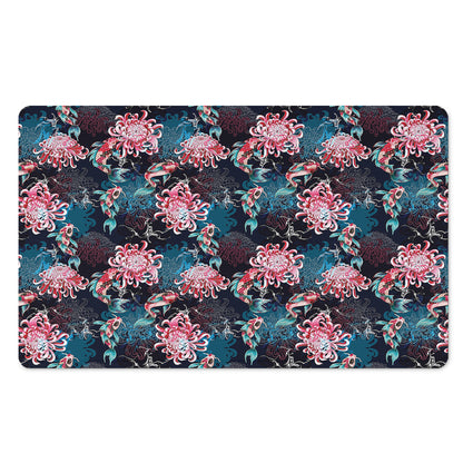 Japanese Koi And Chrysanthemums Print Polyester Doormat
