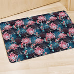 Japanese Koi And Chrysanthemums Print Polyester Doormat