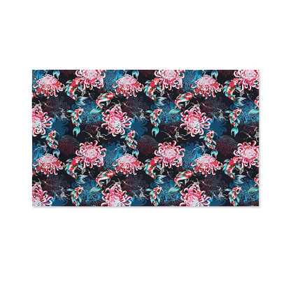 Japanese Koi And Chrysanthemums Print Polyester Flag