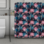 Japanese Koi And Chrysanthemums Print Polyester Shower Curtain