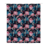 Japanese Koi And Chrysanthemums Print Polyester Shower Curtain