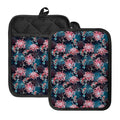 Japanese Koi And Chrysanthemums Print Pot Holders With Pocket
