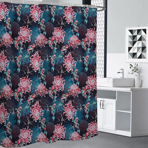 Japanese Koi And Chrysanthemums Print Premium Shower Curtain