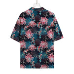 Japanese Koi And Chrysanthemums Print Rayon Hawaiian Shirt