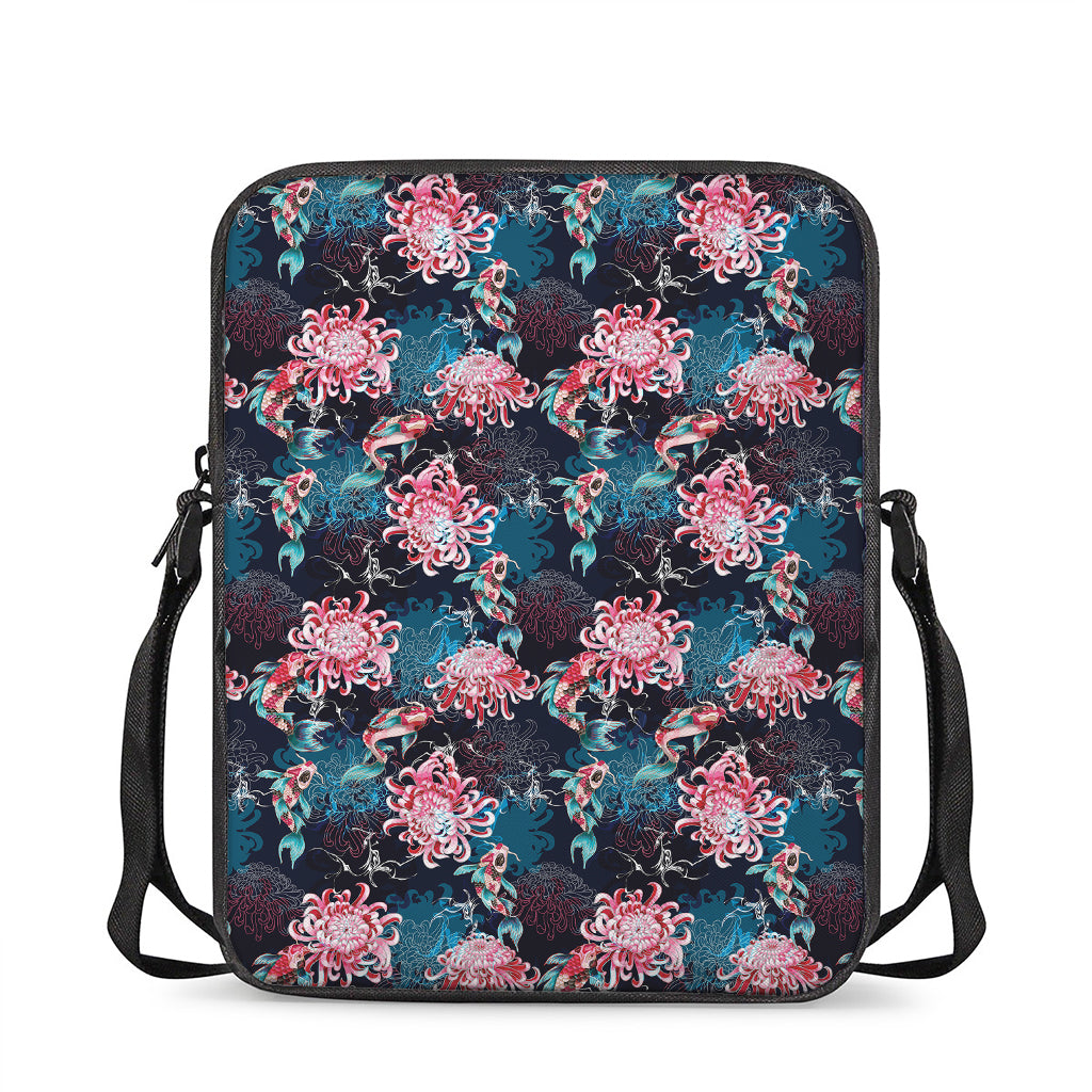 Japanese Koi And Chrysanthemums Print Rectangular Crossbody Bag