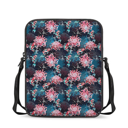 Japanese Koi And Chrysanthemums Print Rectangular Crossbody Bag