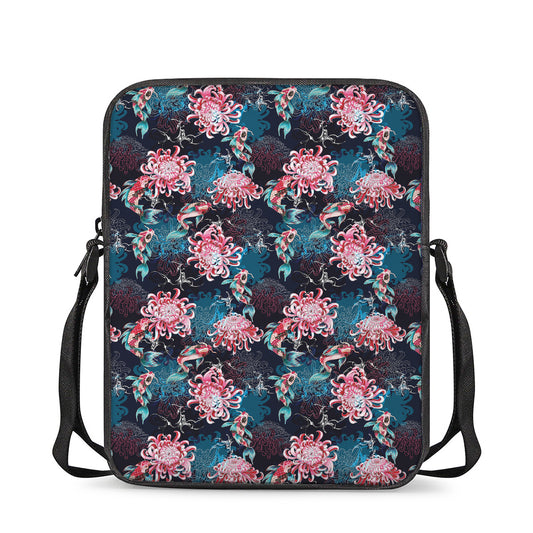 Japanese Koi And Chrysanthemums Print Rectangular Crossbody Bag