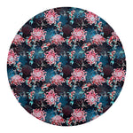 Japanese Koi And Chrysanthemums Print Round Blanket