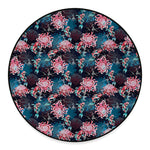 Japanese Koi And Chrysanthemums Print Round Floor Mat