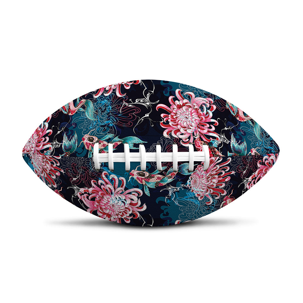 Japanese Koi And Chrysanthemums Print Rugby Ball