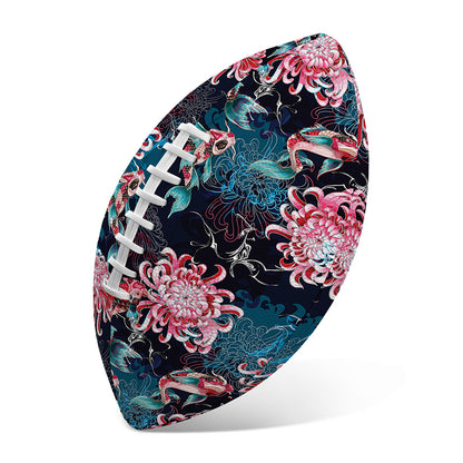 Japanese Koi And Chrysanthemums Print Rugby Ball