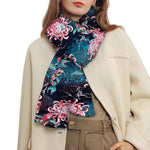 Japanese Koi And Chrysanthemums Print Scarf