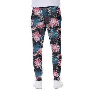 Japanese Koi And Chrysanthemums Print Scuba Joggers