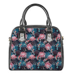 Japanese Koi And Chrysanthemums Print Shoulder Handbag