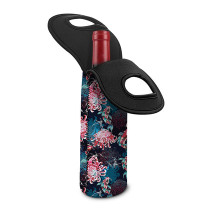 Japanese Koi And Chrysanthemums Print Single Neoprene Wine Tote