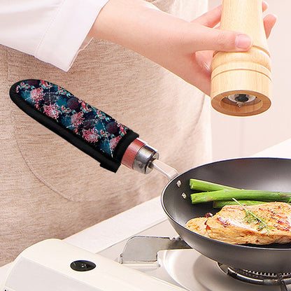 Japanese Koi And Chrysanthemums Print Skillet Handle Cover