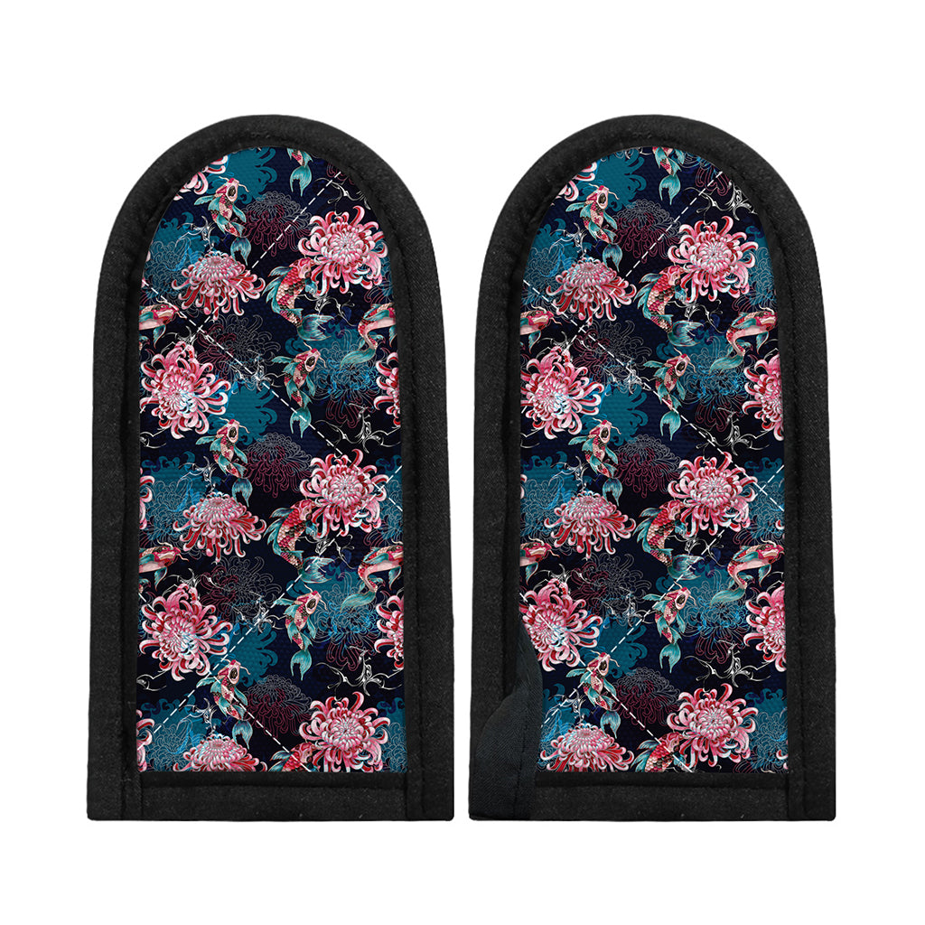 Japanese Koi And Chrysanthemums Print Skillet Handle Cover