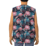 Japanese Koi And Chrysanthemums Print Sleeveless Baseball Jersey