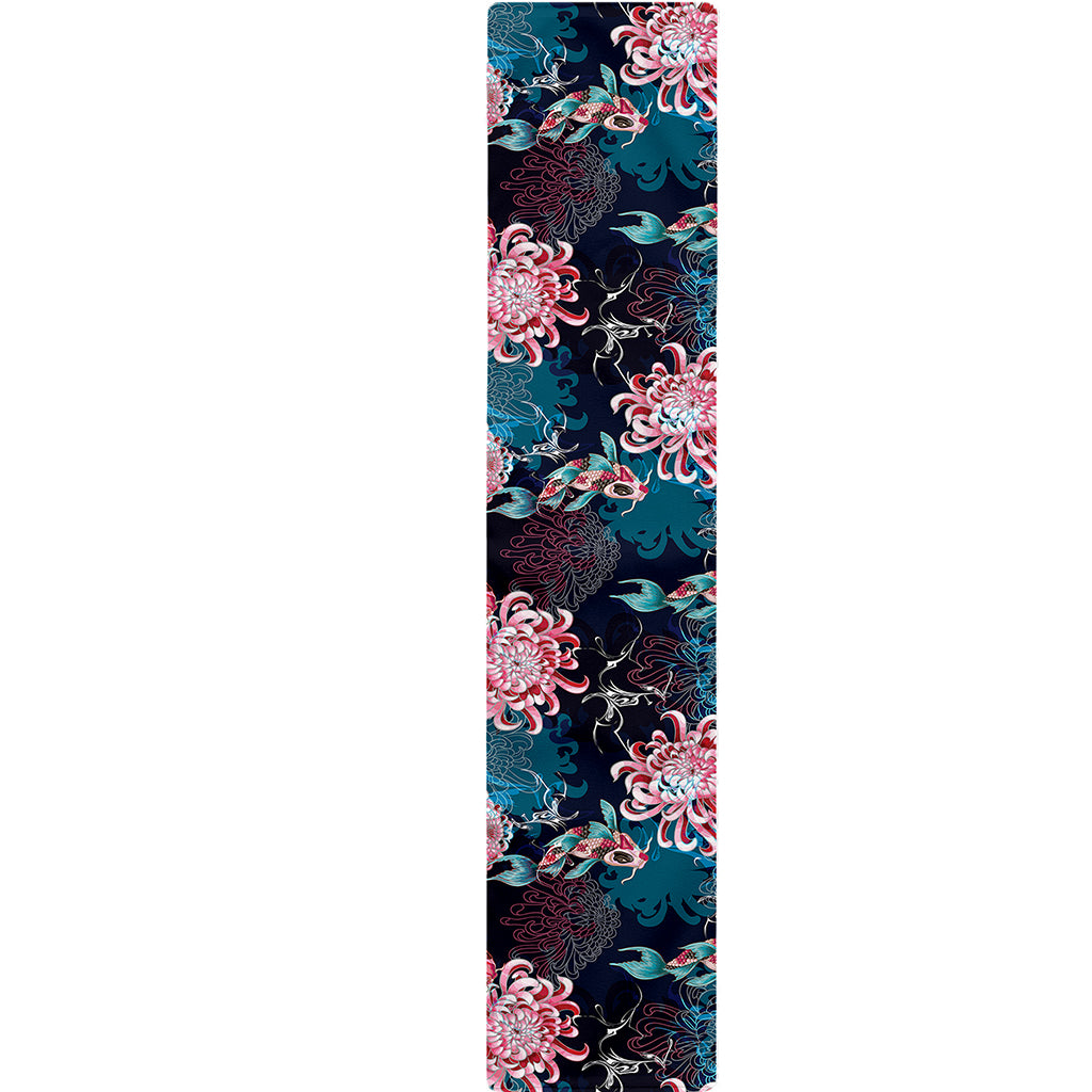Japanese Koi And Chrysanthemums Print Table Runner