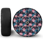 Japanese Koi And Chrysanthemums Print Tire Cover With Camera Hole