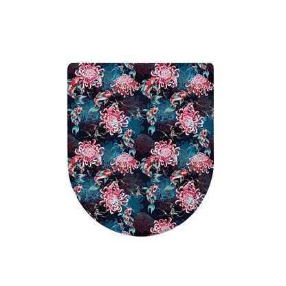 Japanese Koi And Chrysanthemums Print Toilet Lid Cover