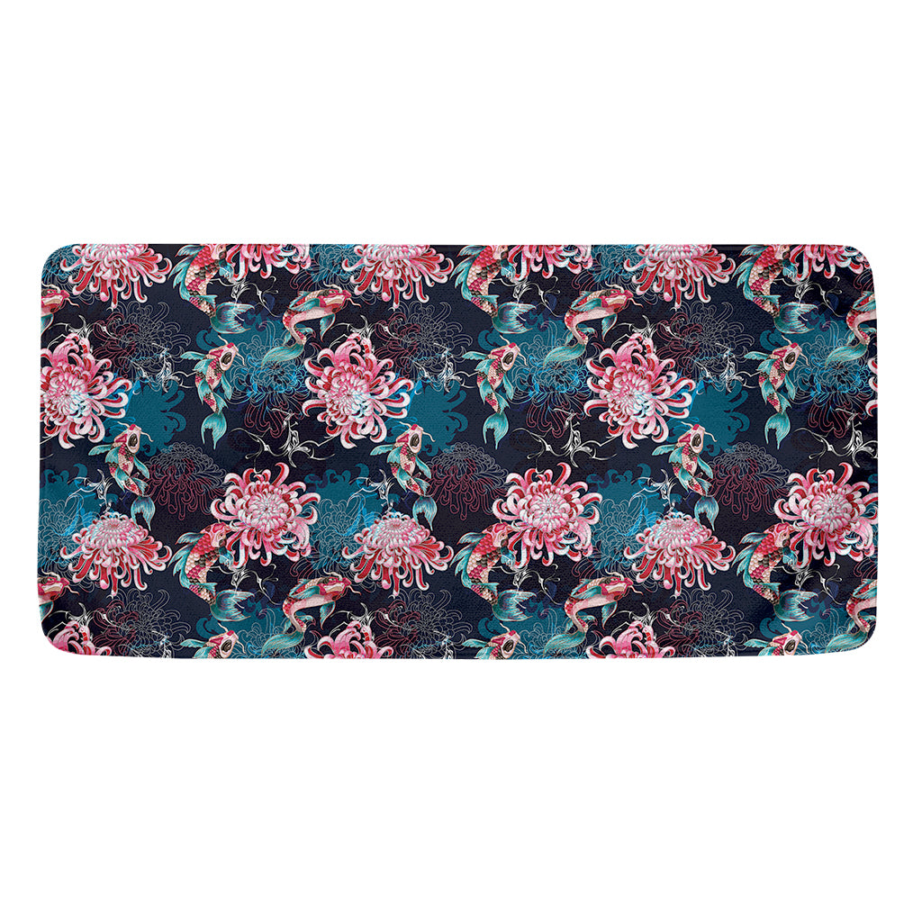 Japanese Koi And Chrysanthemums Print Towel