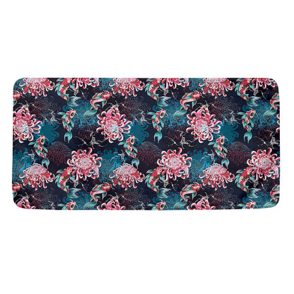 Japanese Koi And Chrysanthemums Print Towel