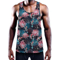 Japanese Koi And Chrysanthemums Print Men's Workout Tank Top